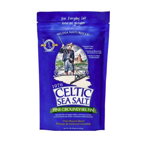 Celtic Sea Salt Fine Ground Kosher Sea Salt, 16 oz Resealable Bag